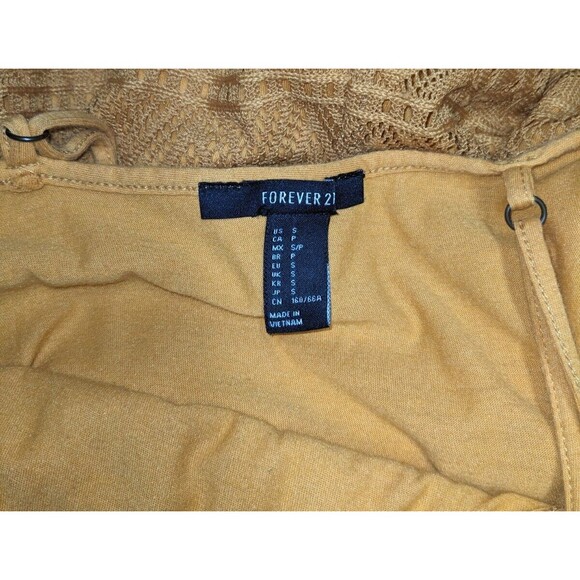 Forever 21 Romper S Women's Yellow Lined Lace Criss Cross Back Shorts - Picture 5 of 6